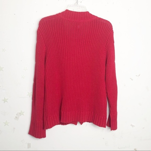 CHICOS red ribbon cable knit cardigan - Picture 3 of 9